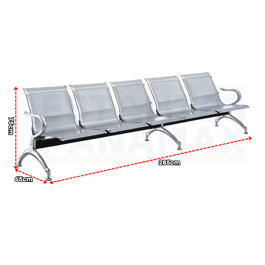Silla de Espera Metálica de 5 Asientos 75x285x65cm KY-P005