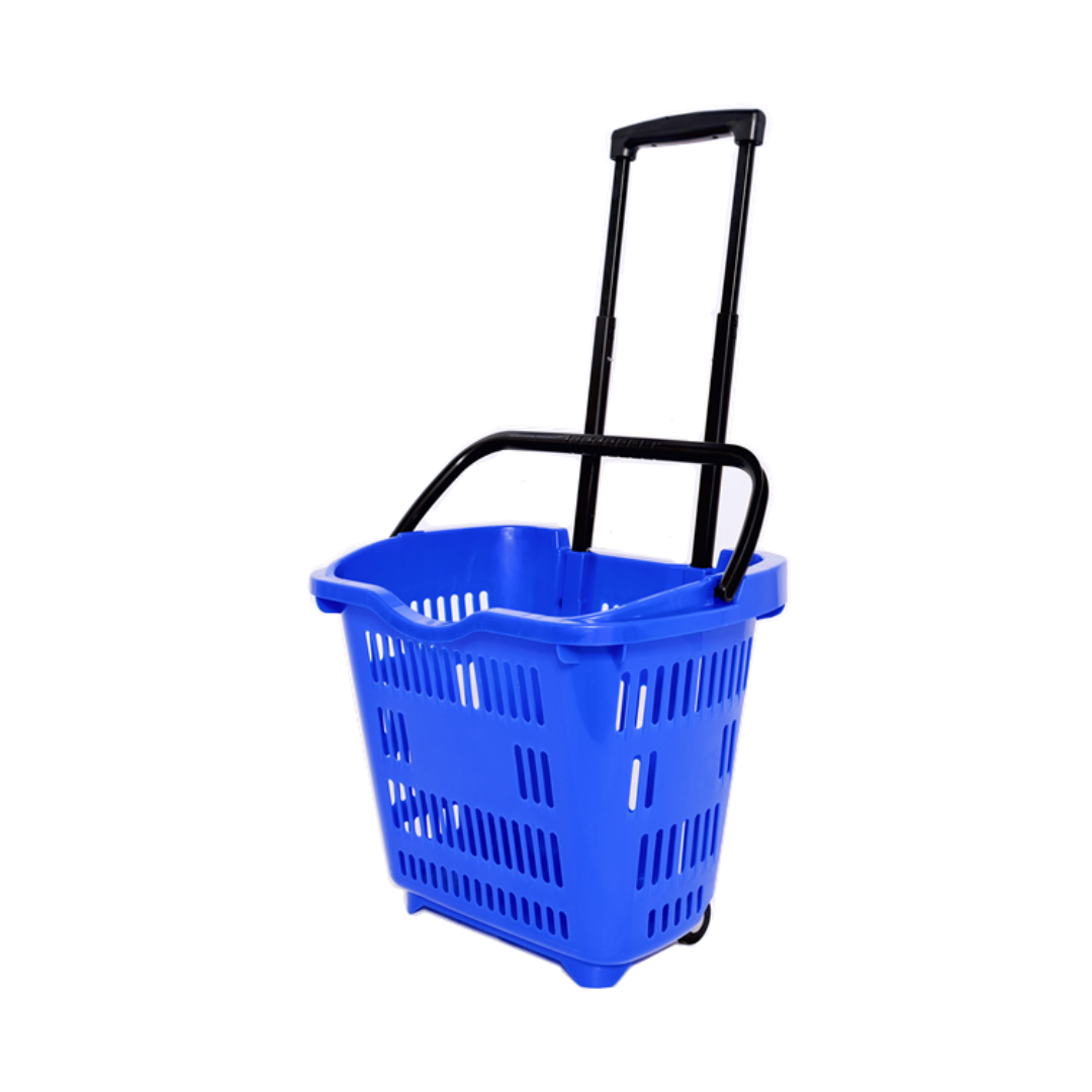 Canasta de Plástico 2 Ruedas 45 Litros Azul ZC-10