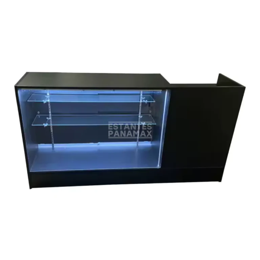 Set Mostrador + Vitrina de 2 Niveles en MDF Negro MDF-2 / KW-013