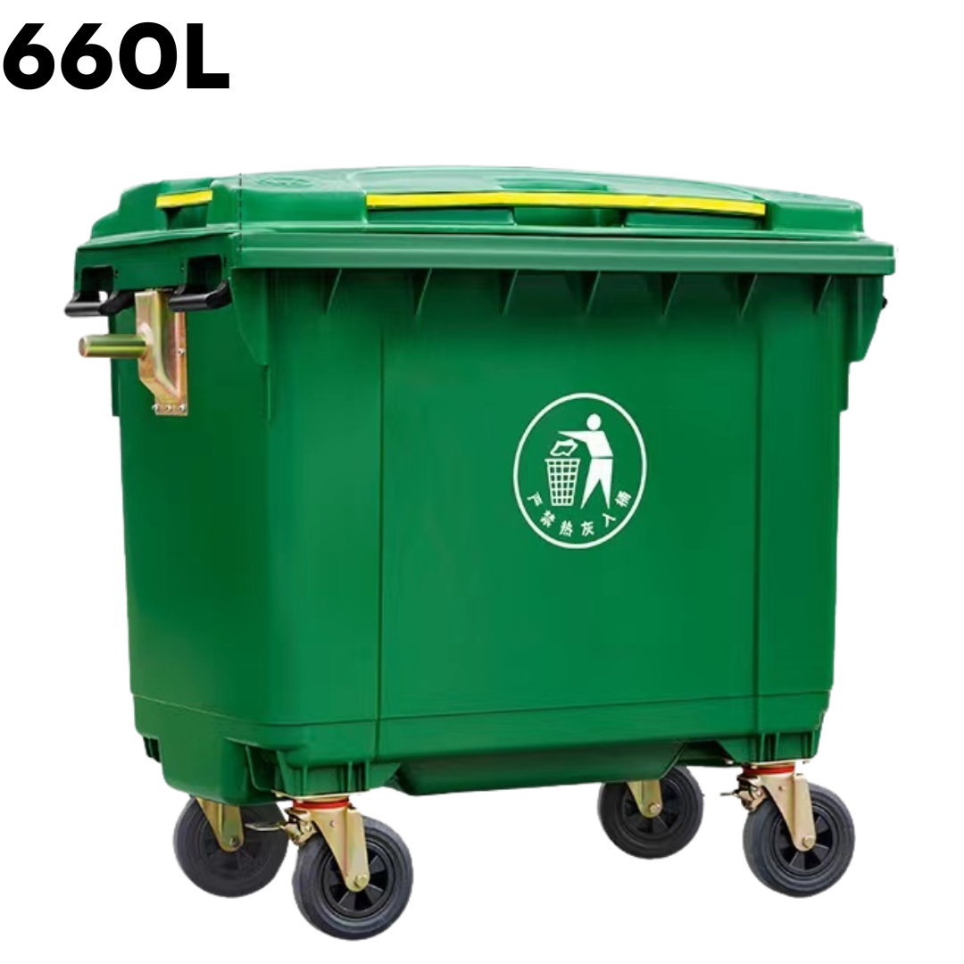 Contenedor de Basura Verde 660 Litros con Rueditas PMX-1265 Basurero. Tanque de basura.