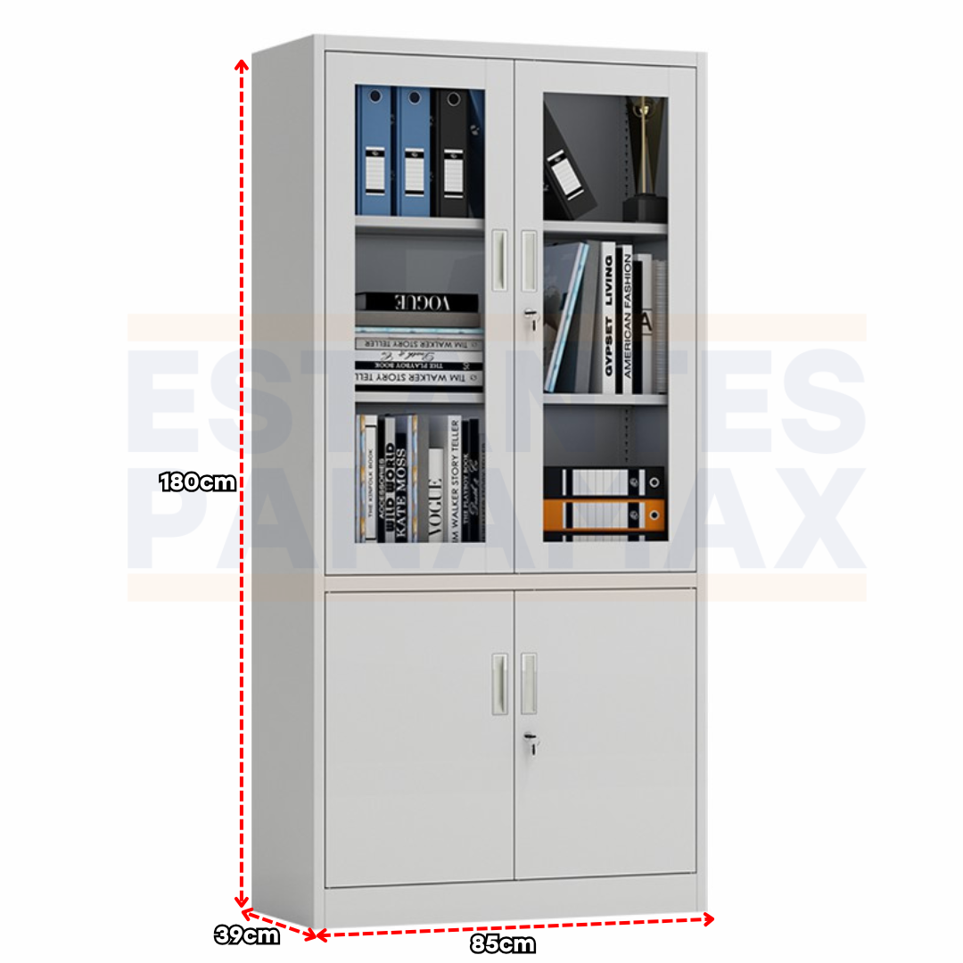 Archivador Metálico de 4 Puertas 2 Niveles Blanco 180x85x39cm KY-G002