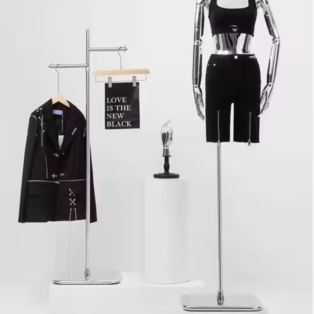 Rack de Ropa 2 Lados en Acero Inoxidable 180x35x35cm XBH-CR04