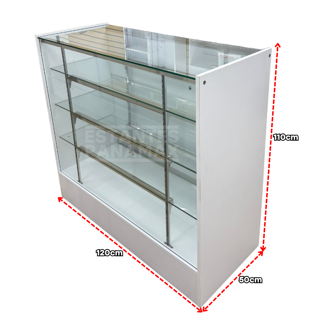 Vitrina de MDF Blanco 3 Niveles de Vidrio Templado 110x120x50cm KW-002-120CM