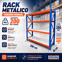 (VERSIÓN NORMAL) Rack para Bodega de Carga Mediana de 4 Niveles 200kg/Nivel 200x200x60cm PMX-1081
