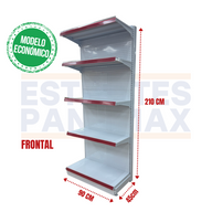 **MODELO ECONÓMICO** Góndola Frontal Perforado Blanco 5 Niveles 210x90x45cm 75kg/nivel PMX-3006-F