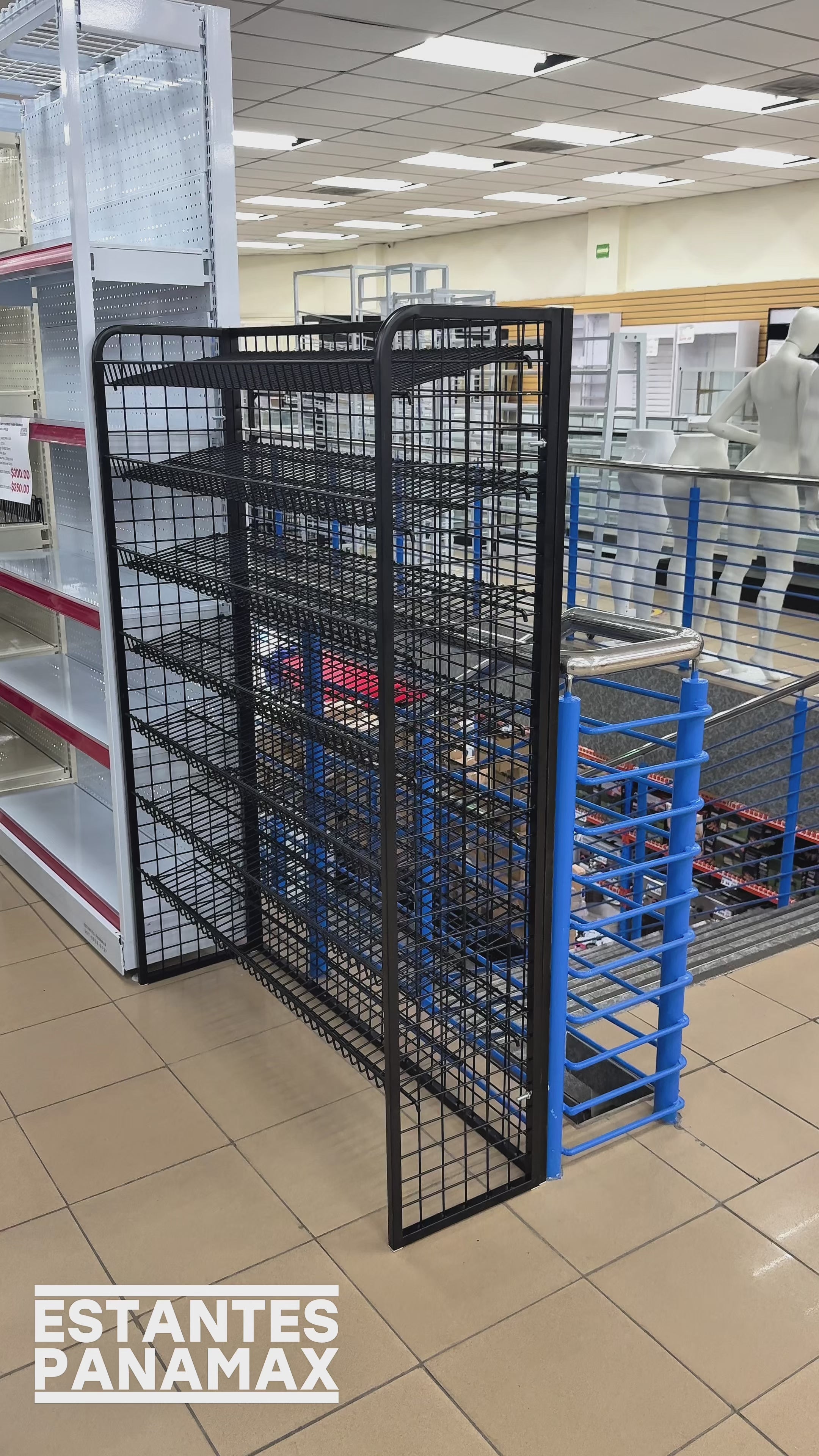 CALIBRE GRUESO** Rack para Snacks de 7 Niveles Negro 160x120x35cm
